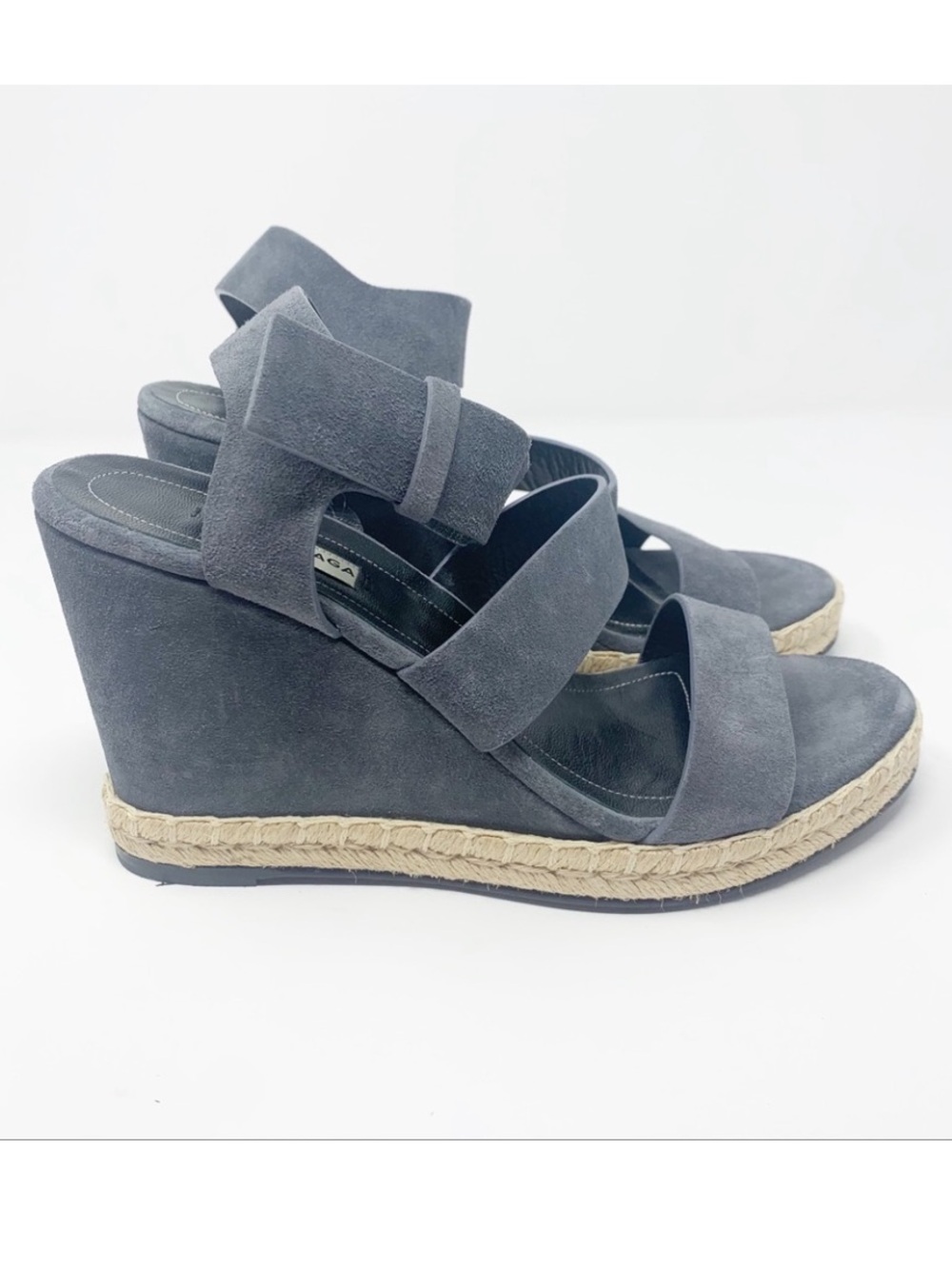 Balenciaga Suede Espadrille Wedge 3 Strap Sandal Size EU 39 Made in Spain